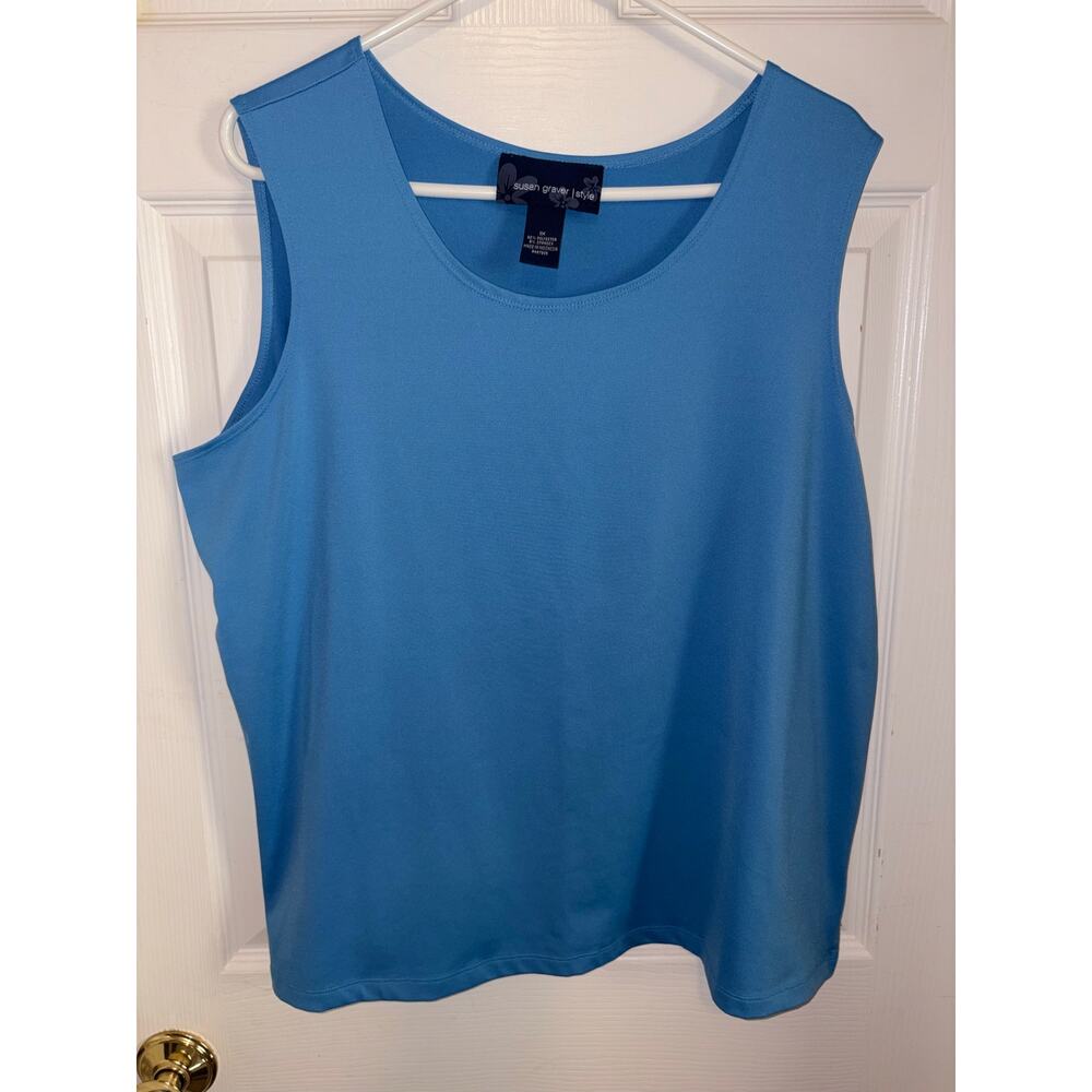 Susan Graver in style blue one X tank shell
